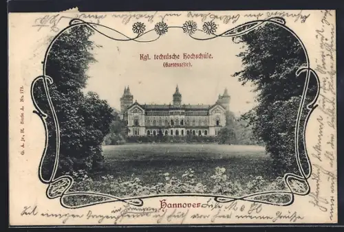 AK Hannover, Kgl. Technische Hochschule, Gartenseite