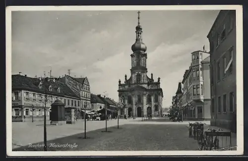 AK Rastatt, Kaiserstrasse mit Gasthaus und Geschäft von Otto Ertel