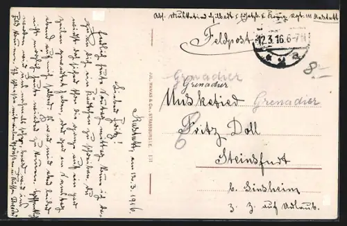 AK Rastatt, Marktplatz und kath. Kirche