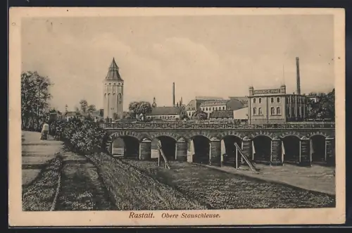 Künstler-AK Rastatt, Obere Stauschleuse