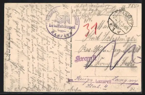 AK Rastatt, Untere Kaiserstrasse mit Fruchthalle