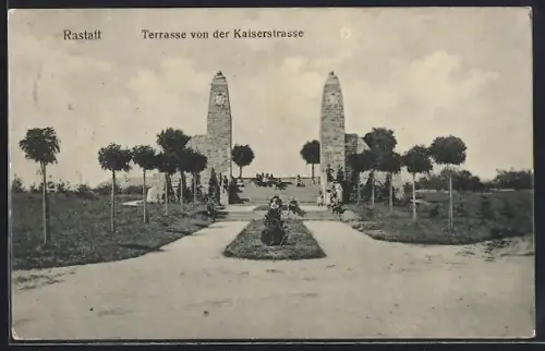 AK Rastatt, Terrasse von der Kaiserstrasse