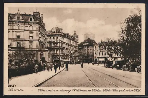 AK Bremen, Heerdentorssteinweg, Hillmanns Hotel, Hotel Europäischer Hof