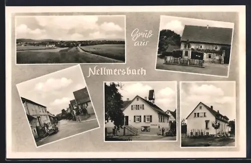 AK Nellmersbach, Rathaus, Ortsansicht
