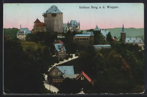 AK Solingen, Blick auf Schloss Burg a. d. Wupper