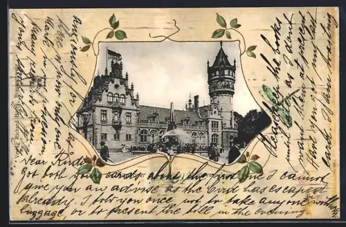 AK Hannover, Flusswasserkunst, Rahmen mit Rosenblättern