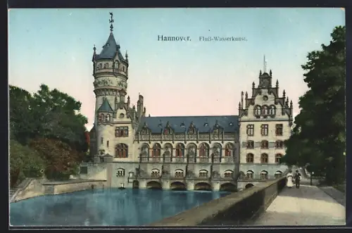AK Hannover, Fluss- Wasserkunst, Sonne spiegelt sich in den Fenstern