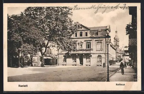 AK Rastatt, Strasse am Rathaus
