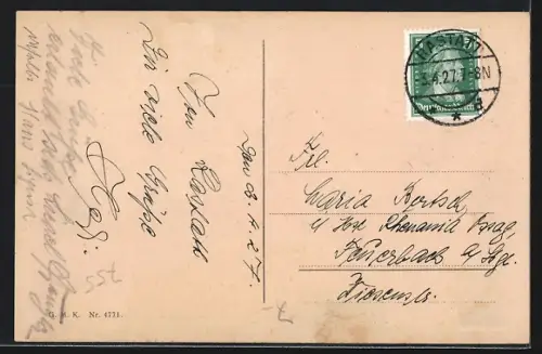 AK Rastatt, Strasse am Rathaus