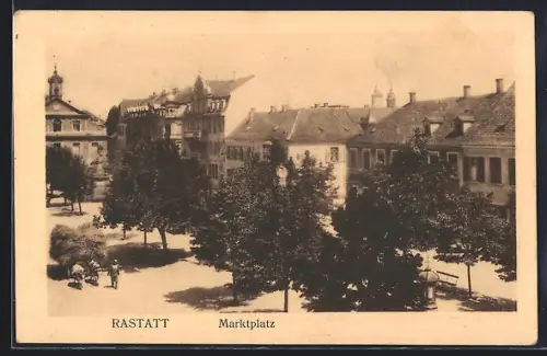 AK Rastatt, Marktplatz aus der Vogelschau