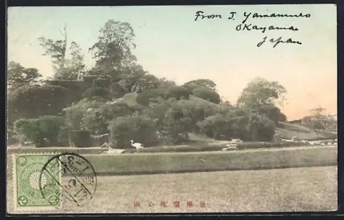 AK Okayama, Parkanlage mit grossem Wildvogel