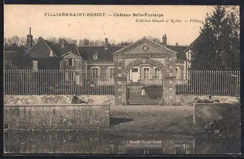 AK Villiers-Saint-Benoît, Château Belle-Fontaine, entrée principale et grille élégante