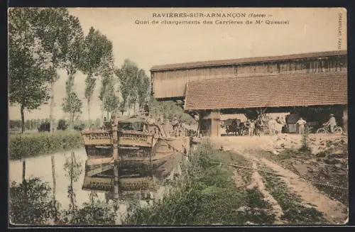 AK Ravières-sur-Armancon /Yonne, Quai de chargements des Carrières de Mr Quesnel