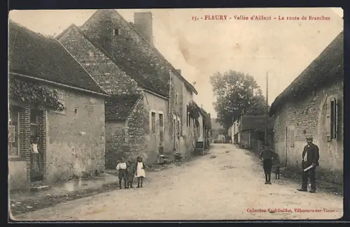 AK Fleury, Vallée d`Allant, La route de Branches avec villageois