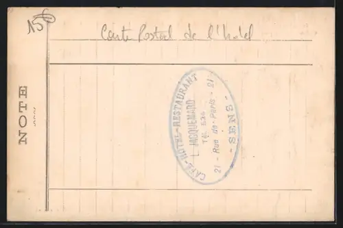 AK Sens, Hôtel du Postillon et Café Restaurant, vue de la facade avec terrasse