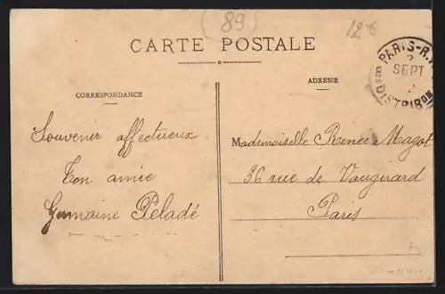AK Villeneuve l`Archevêque /Yonne, Rue Béraud animée avec habitants et commerces