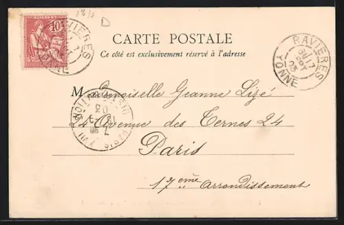 AK Ravières, Entrée de la ville, Vue prise sur le pont du Canal