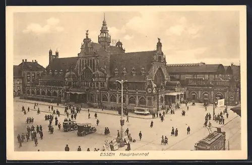 AK Essen, Hauptbahnhof mit Strassenbahn