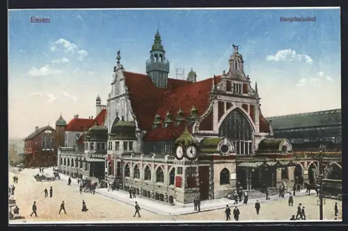 AK Essen, Hauptbahnhof mit Strassenpartie