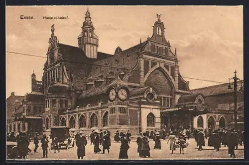 AK Essen, Hauptbahnhof mit Strassenpartie