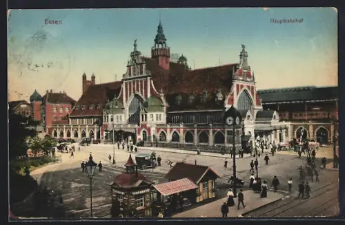 AK Essen, Hauptbahnhof mit Strassenpartie