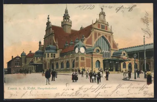 AK Essen a. d. Ruhr, Hauptbahnhof mit Strassenpartie