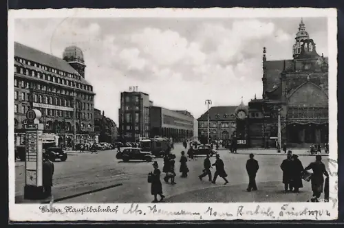 AK Essen, Hauptbahnhof mit Strassenpartie