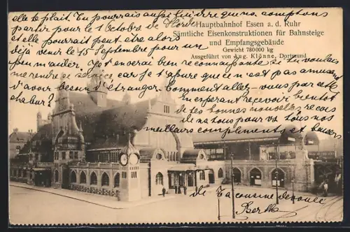 AK Essen a. d. Ruhr, Hauptbahnhof mit Strassenpartie