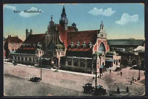 AK Essen, Hauptbahnhof mit Strassenpartie