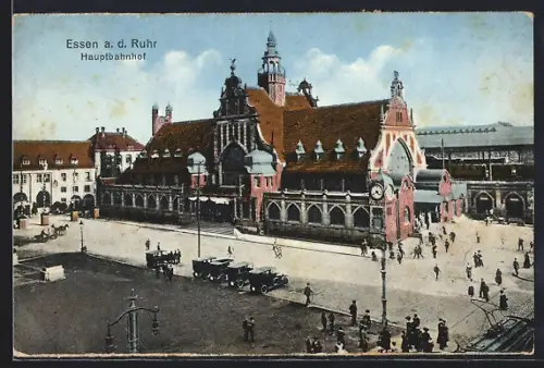 AK Essen a. d. Ruhr, Hauptbahnhof mit Strassenpartie