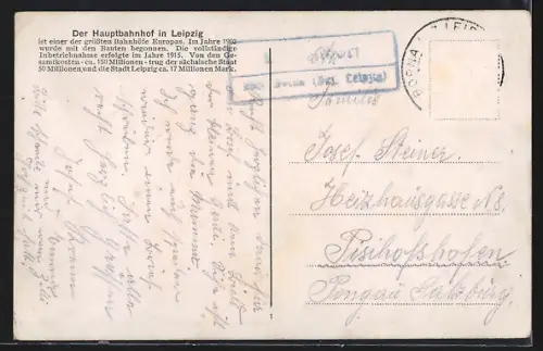 AK Leipzig, Hauptbahnhof mit Strassenbahn