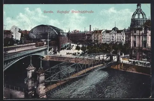 AK Berlin, Reichstagsufer und Bahnhof Friedrichstrasse