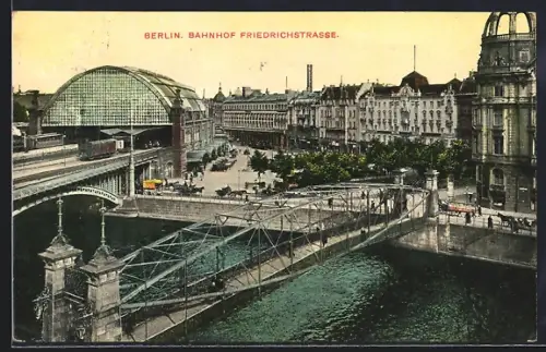 AK Berlin, Reichstagsufer, Blick auf Bahnhof Friedrichstrasse