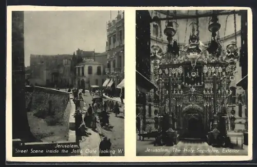 AK Jerusalem, Street Scene inside the Jaffa Gate looking W., The Holy Sepulcre, Exterior