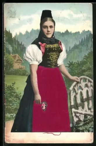 AK Junge Frau in bayerischer Tracht