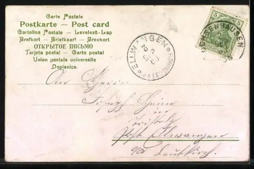 Stoff-Präge-AK Ein Kartengruss, ein frohes Spiel!..., Mohnblumen