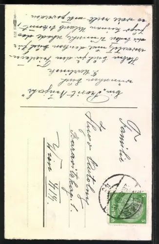 AK Zwei Schornsteinfeger im Schnee, Neujahr