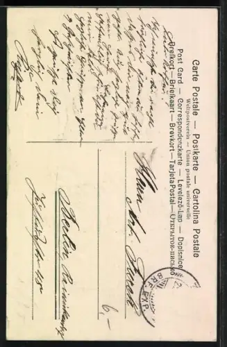 Präge-AK Zwei Zwerge tragen ein Osterei, Fröhliche Ostern