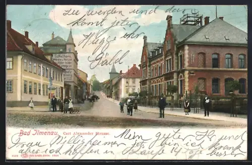 AK Bad Ilmenau, Carl Alexander-Strasse mit Werkstatt Schellhorn