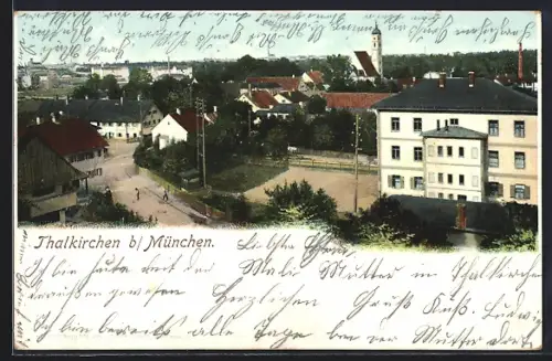 AK München-Thalkirchen, Ortspartie mit Kirche