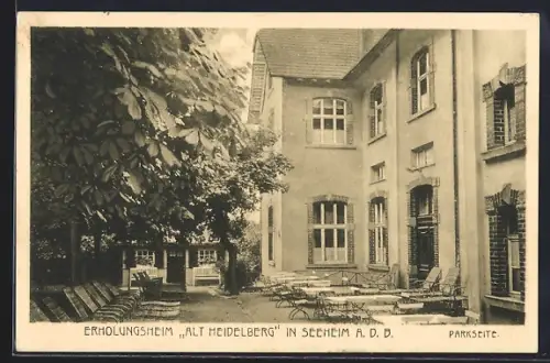 AK Seeheim a. d. B., Erholungsheim und Hotel Alt Heidelberg, Parkseite