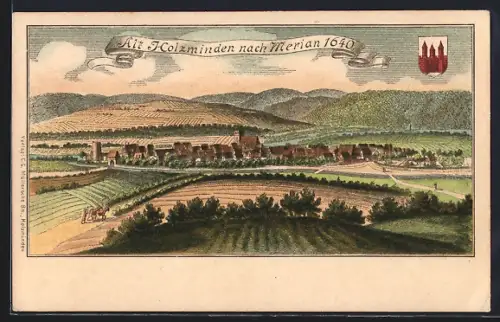 AK Alt-Holzminden, Panorama nach Merian 1640