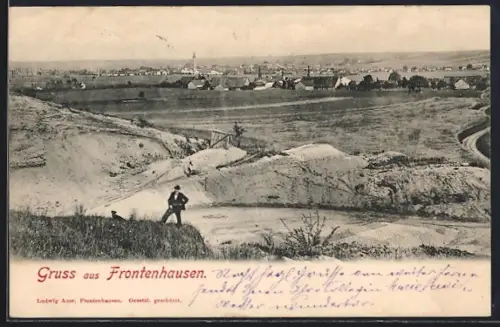 AK Frontenhausen, Teilansicht und Mann