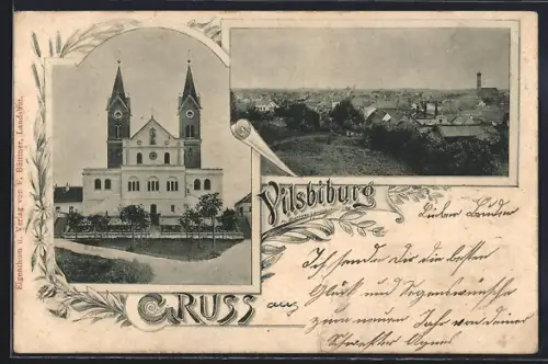 AK Vilsbiburg, Kirche, Teilansicht