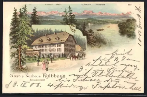 AK Schwarzwald, Gast- und Kurhaus Rothhaus, Bergpanorama