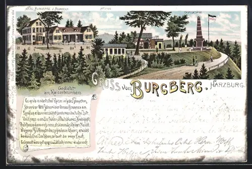 Lithographie Bad Harzburg, Hotel-Gasthaus Burgberg