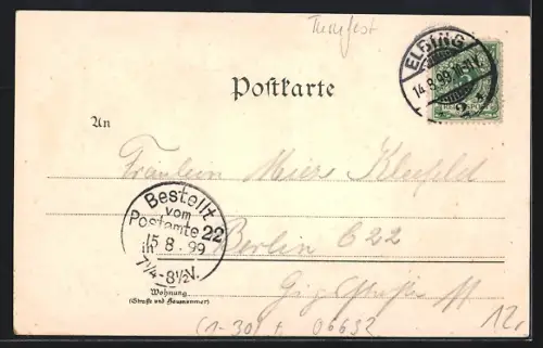 Lithographie Freiburg, Jahn-Denkmäler, Turnvater Jahn`s Grab, Erinnerungs-Turnhalle und Museum, Schönlanke, Lanz