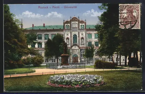 AK Rostock i. Meckl., Universität mit Denkmal