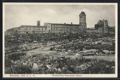 AK Brocken, das Brockenhotel und der Botanische Garten mit dem Observatorium