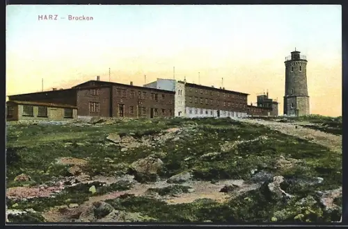 AK Brocken /Harz, Gipfel mit Turm und Brockenhotel